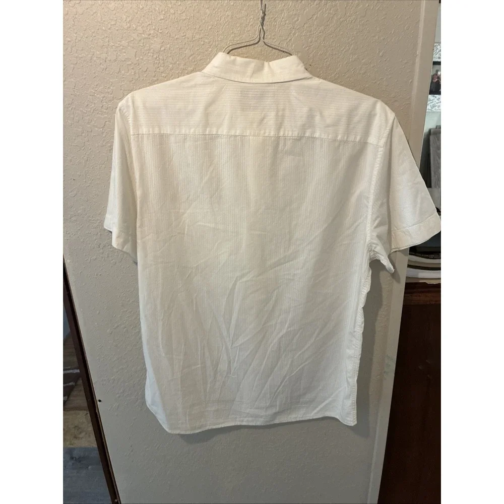 banana republic slim fit short sleeve white large button up rn54023